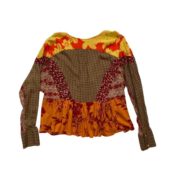 Free People Multi Print Dolman Sleeve Long Sleeve Blouse - Picture 4 of 4